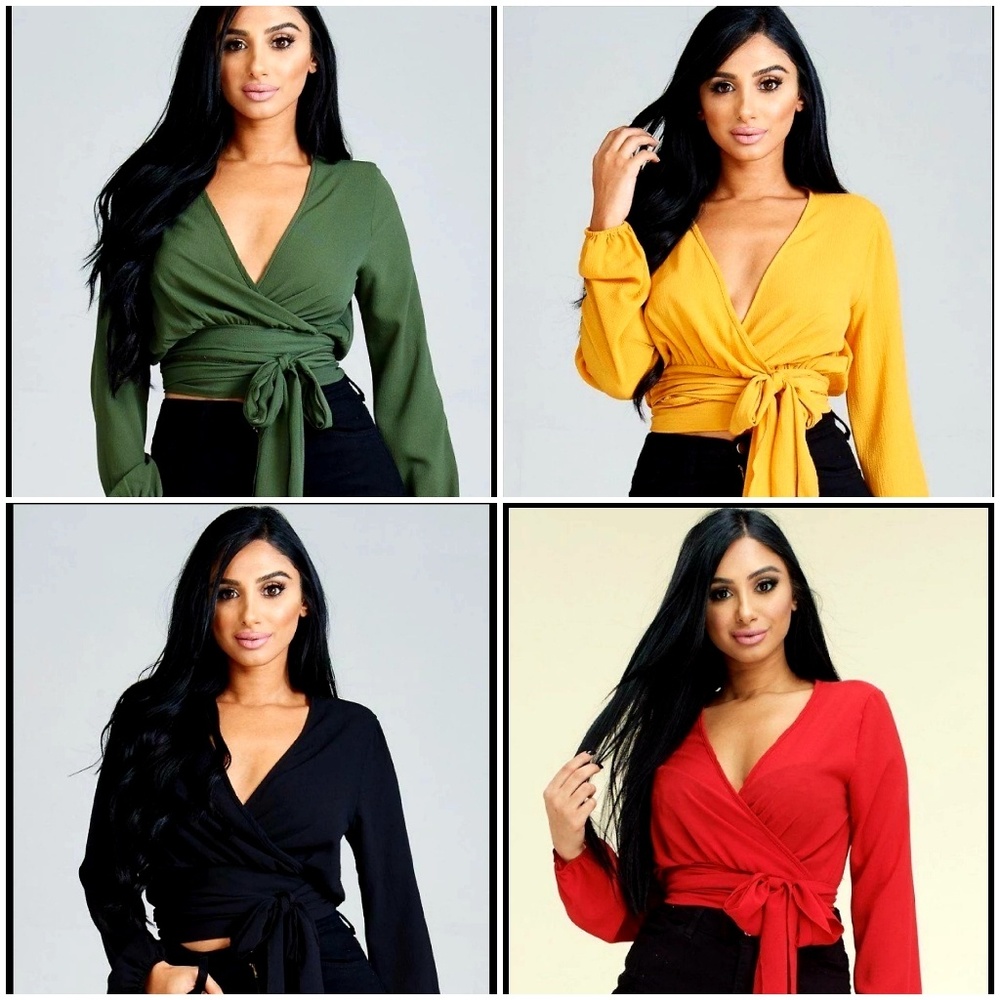 Solid Kibosh Tie Wrap Around Top